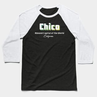 Chico California Yellow Text Baseball T-Shirt